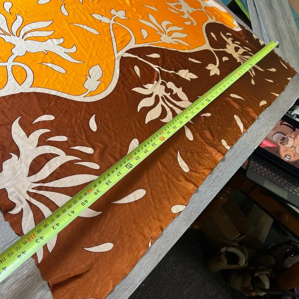 Silky Scarf Sarong Womens OS Brown Orange Floral Tropical Wrap Shawl AI63